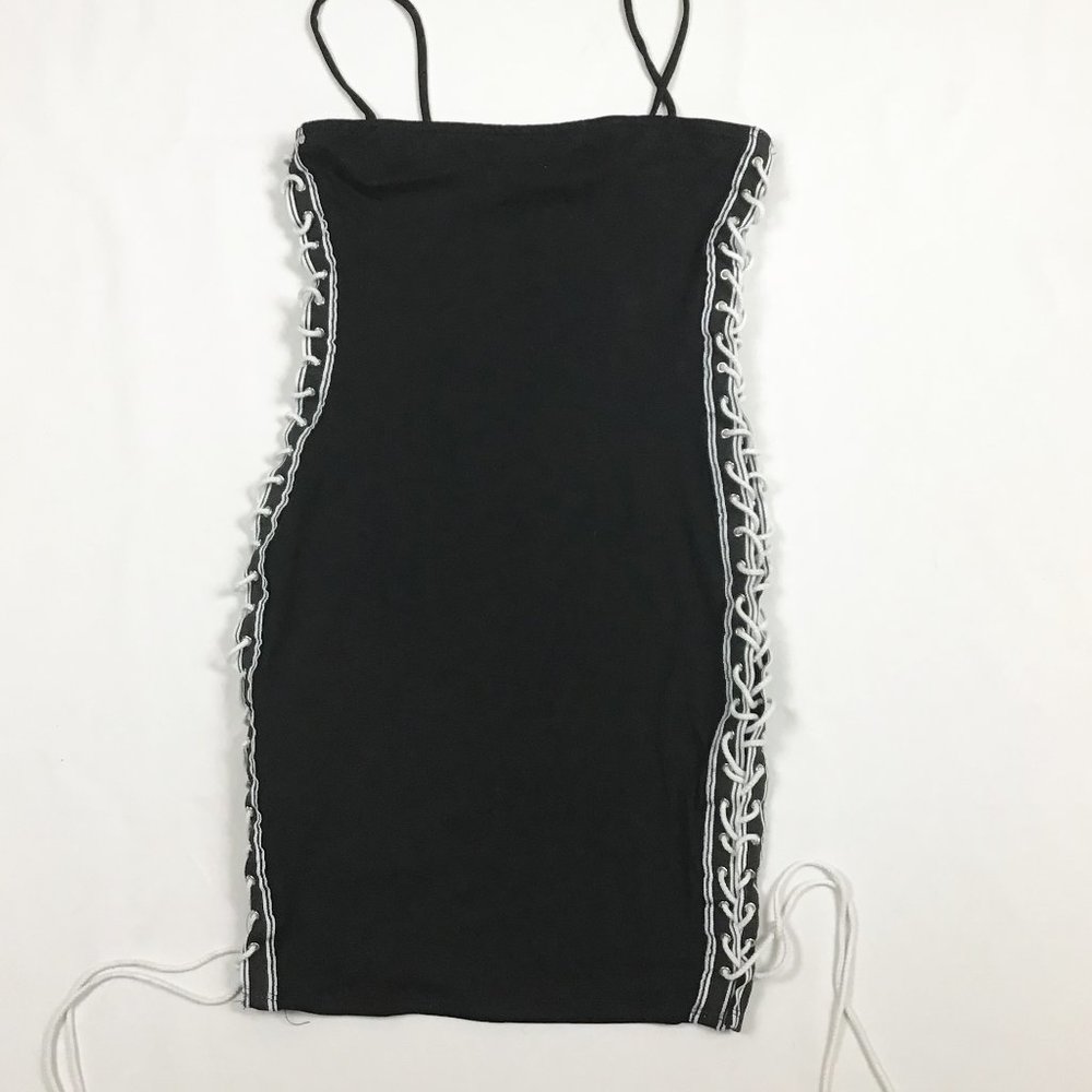 Black spaghetti strap contour dress